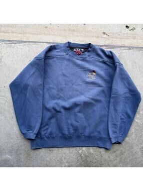 Vintage 90s navy blue midweight sweatshirt golf back nine embroidery
